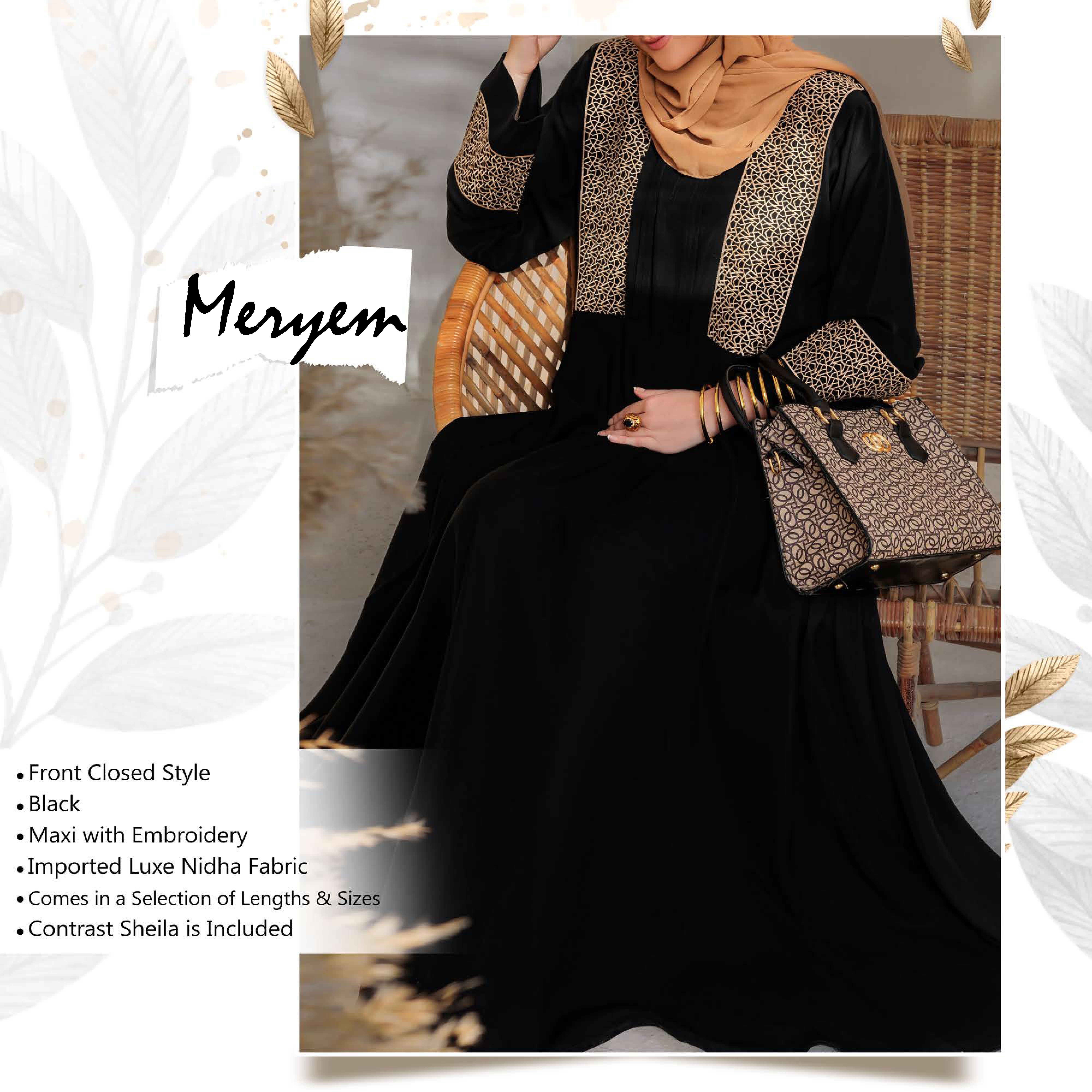 Meryem-58black Abaya for Girls Black (Size 58) Meryem