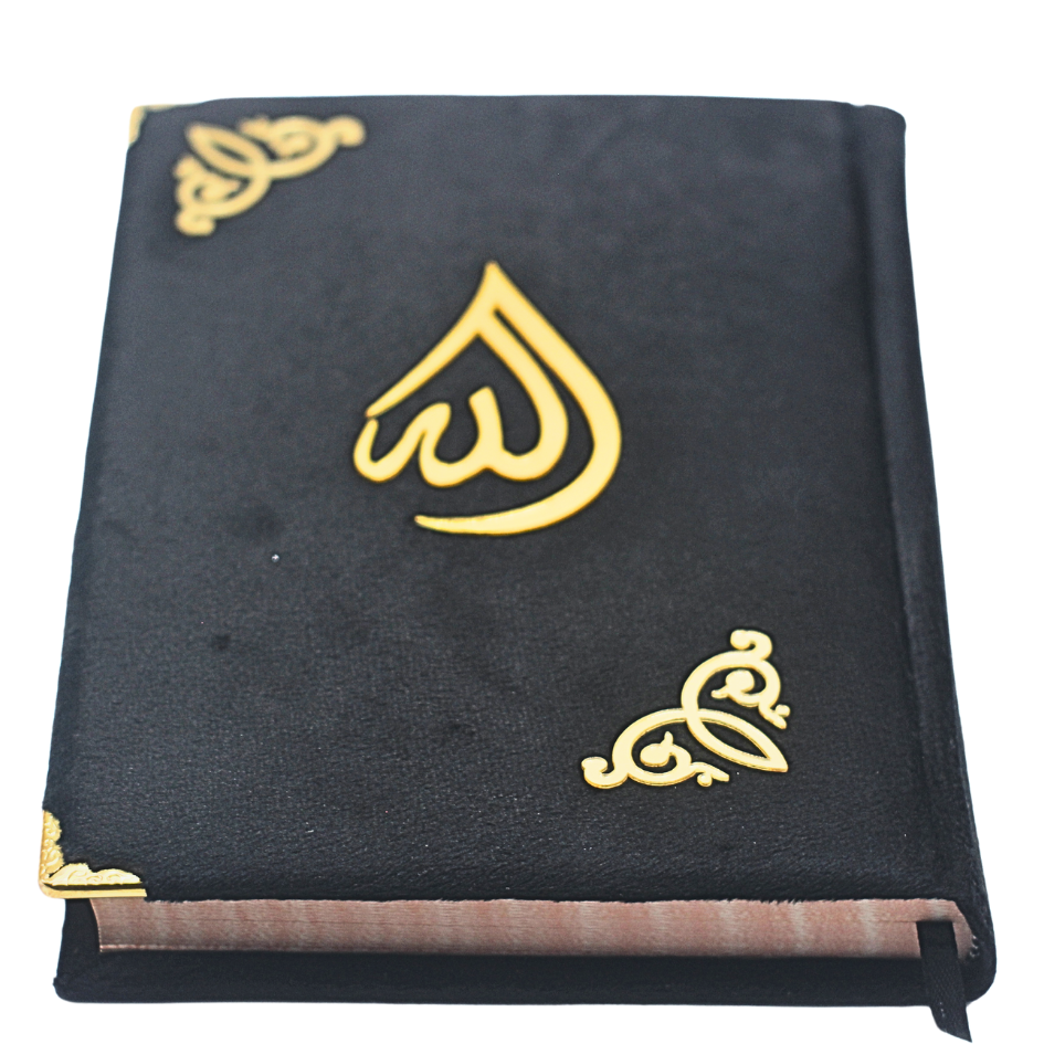 150KV-Black Holy Quran 12 Line Bold Velvet Black