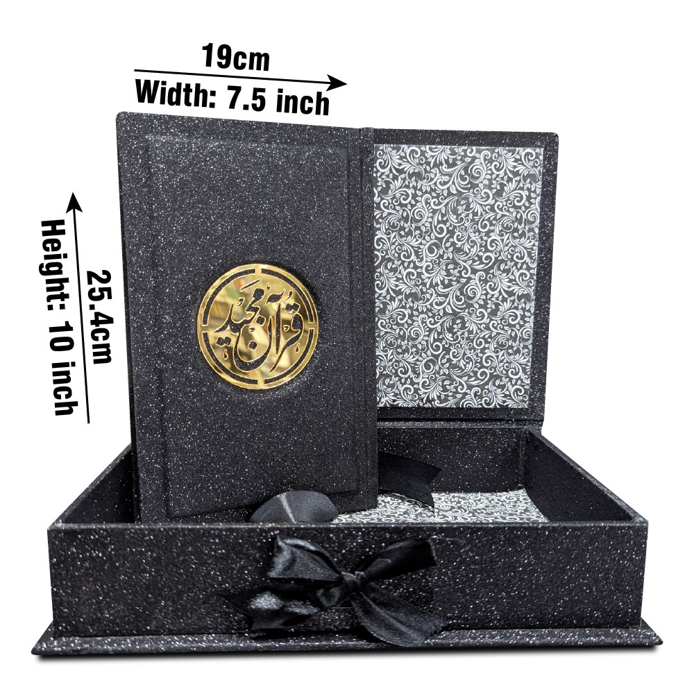 11-7KGLTB-BLACK Holy Quran Black Glitter Translated Kanzul Iman(7 color) with Box